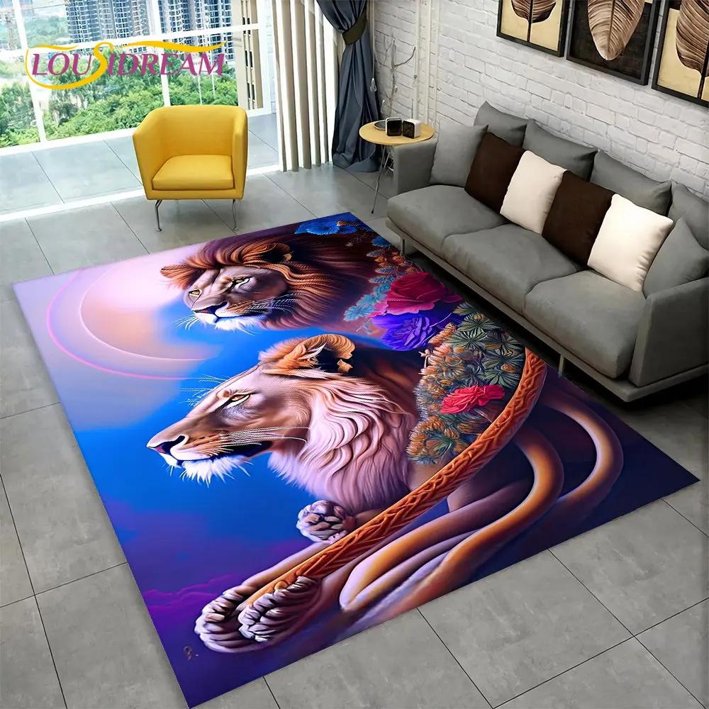 Новый 3D-коврик Dream Lion Animal, большой ковер для гостиной, спальни, дивана, коврик для украшения, детский нескользящий напольный коврик