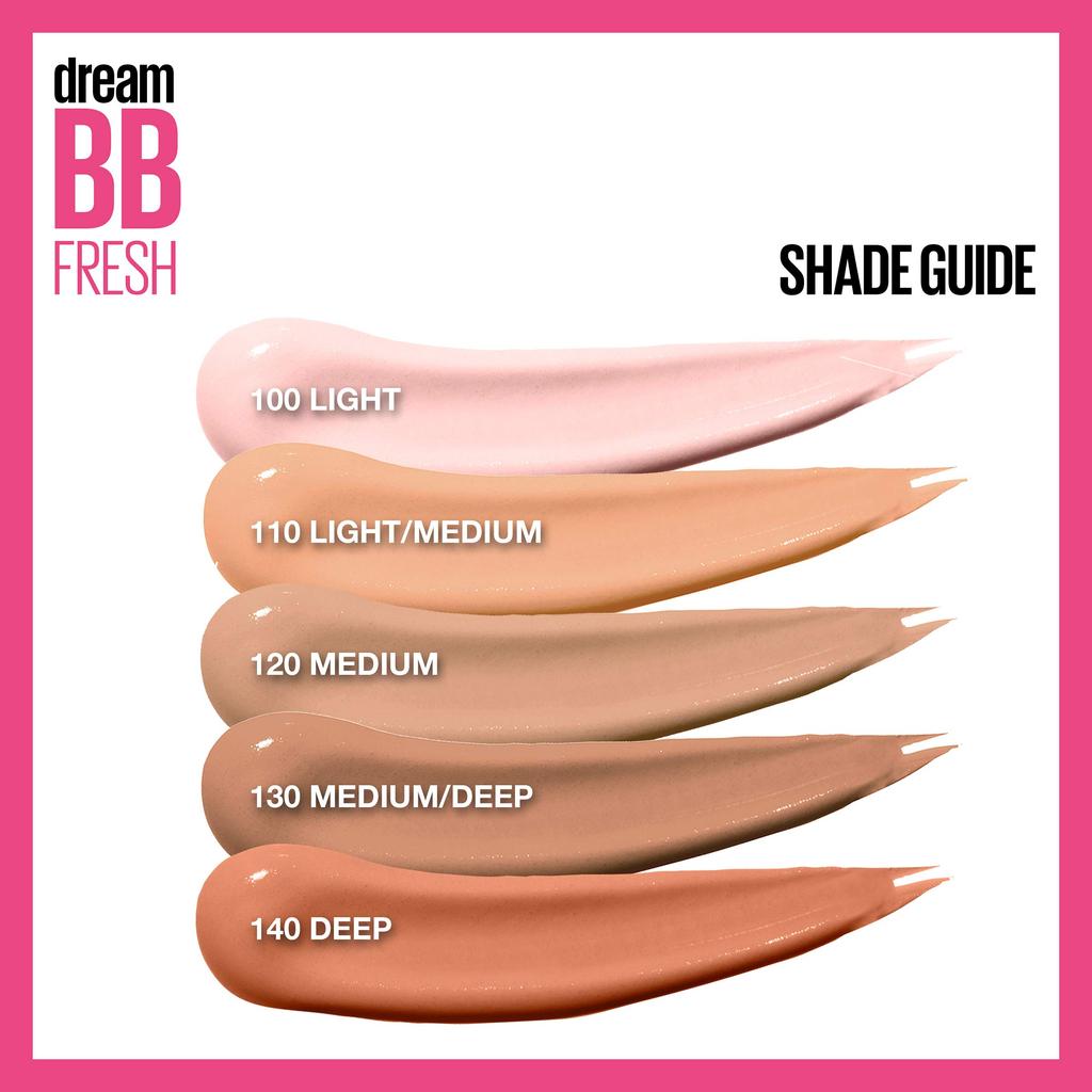 Maybelline Dream Fresh Увлажняющий BB-крем для кожи 8-в-1 Широкий спектр SPF 30 Легкий тон Без масел 1 жидкая унция