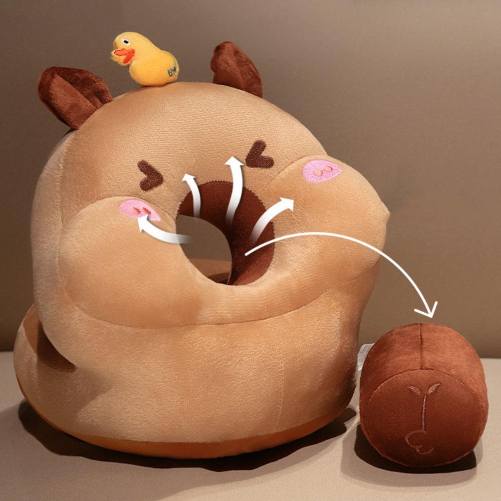 Face Down Capybara Table Rest Pillow Circular Capybara Plush Pillow Capybara Nap Pillow  School