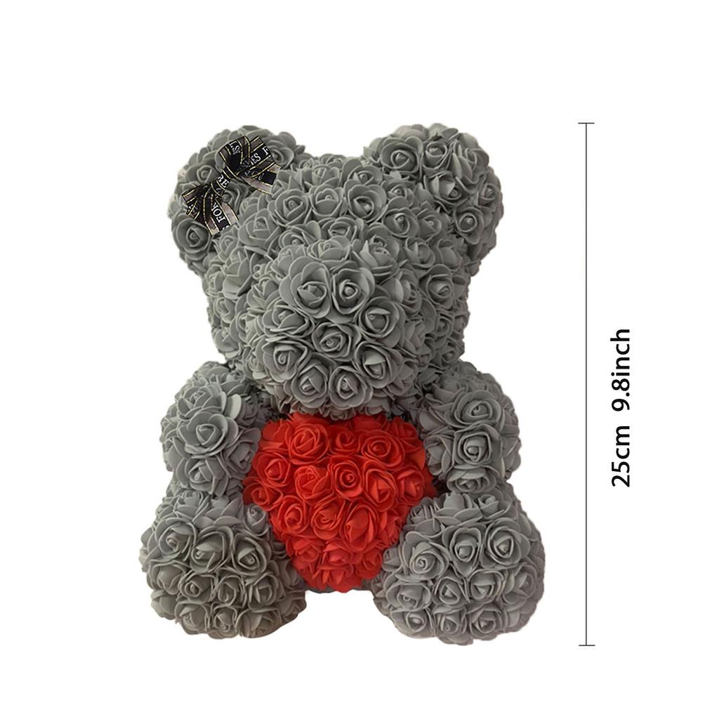 25 см искусственный цветок розы медведь с коробкой для девушки, подруги, возлюбленной, на День святого Валентина, на день рождения, романтические подарки, на свадьбу, домашний декор