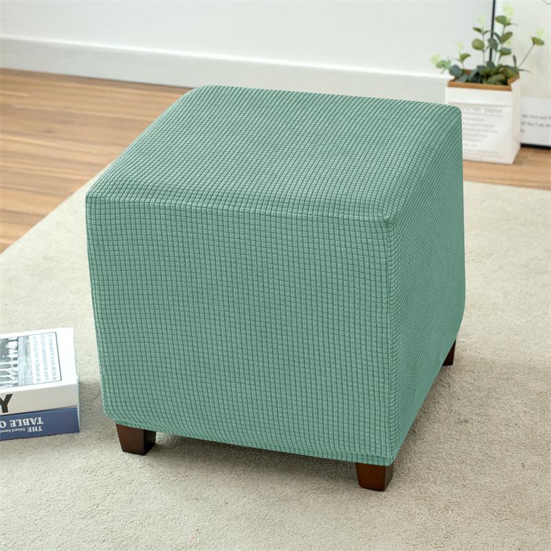 1PC Polar Fleece Ottoman Cover Stretch Stool Cover Square Footstool Cover All-inclusive Elastic Footrest Slipcover Living Room