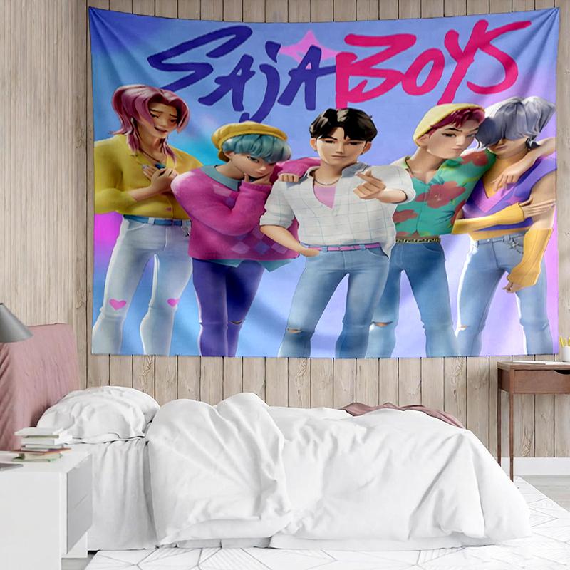 Saja-Boys Print Tapestry, Backdrop, Easy Setup, Ideal for Bedroom, Office & Living Room, with Aesthetic Wall Hanging Decor.