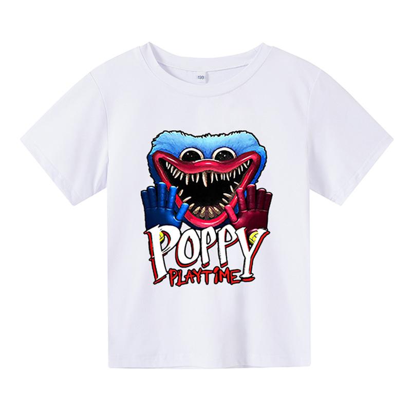 Summner Huggy Wuggy Kids Fashion Round Neck Short Sleeve Streetwear Korean Cartoon Boy Girl Games Kids3-12Y