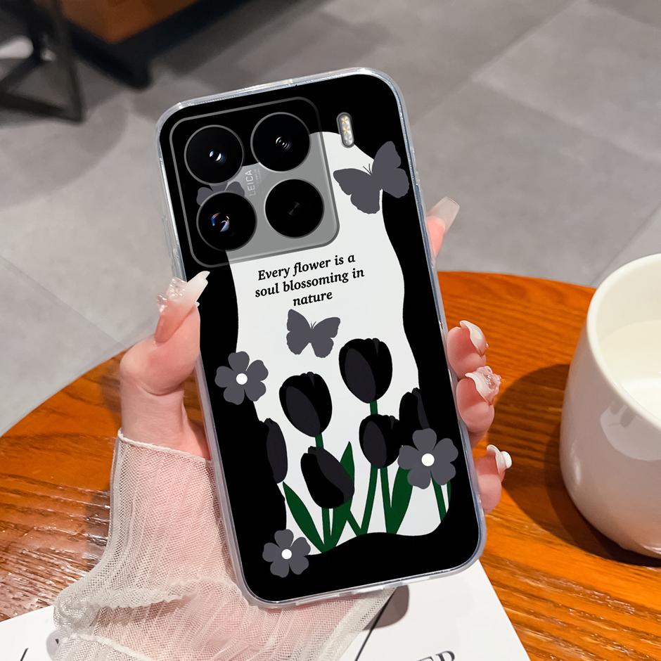 Cute Flower Case For Xiaomi 15 Pro Ultra Clear Soft Silicone Protective Bumper Cover For Xiaomi15Pro 15Ultra Anti Scratch Fundas