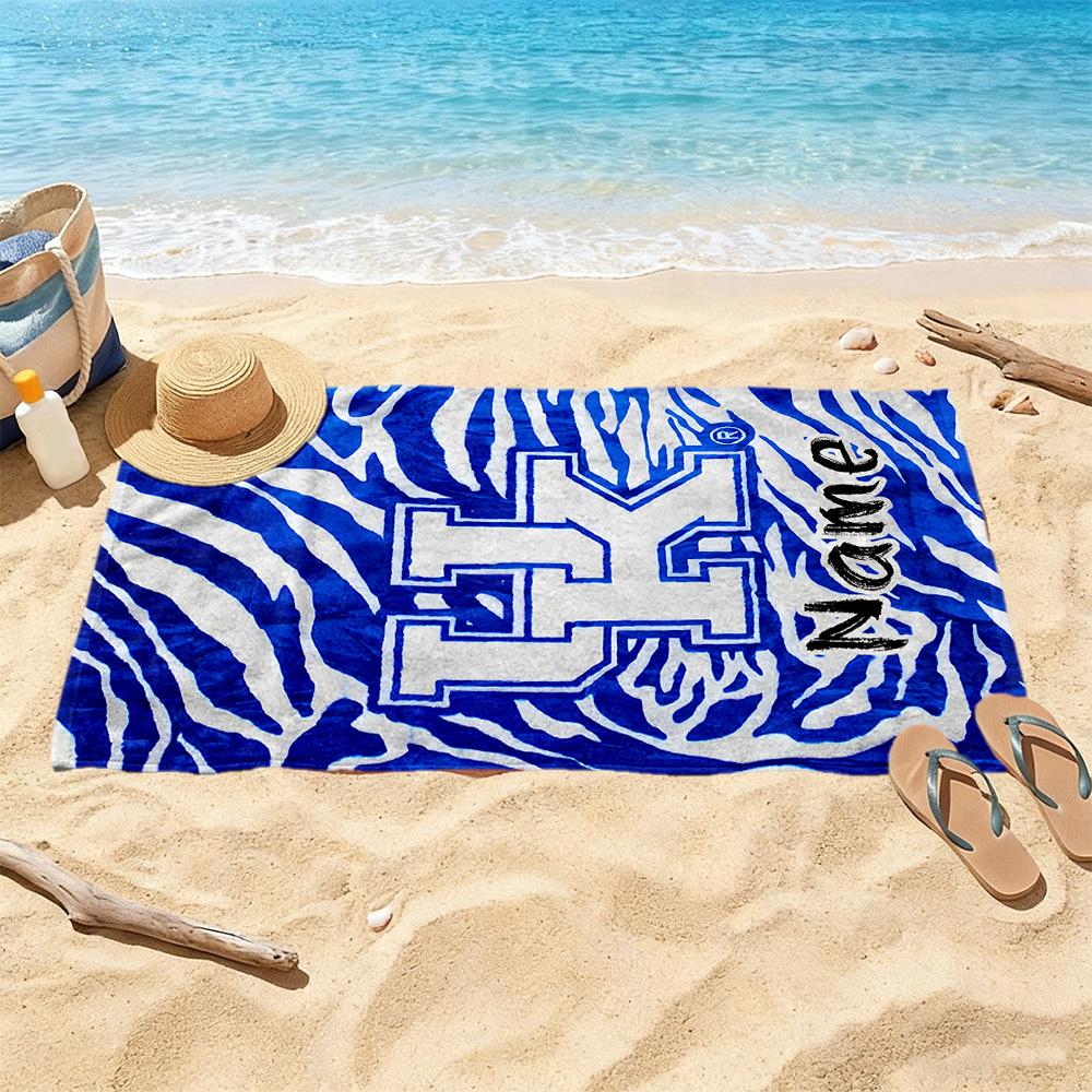 Blue White Kentucky Personalized Name Beach Towel High Absorbency & Quick-Dry
