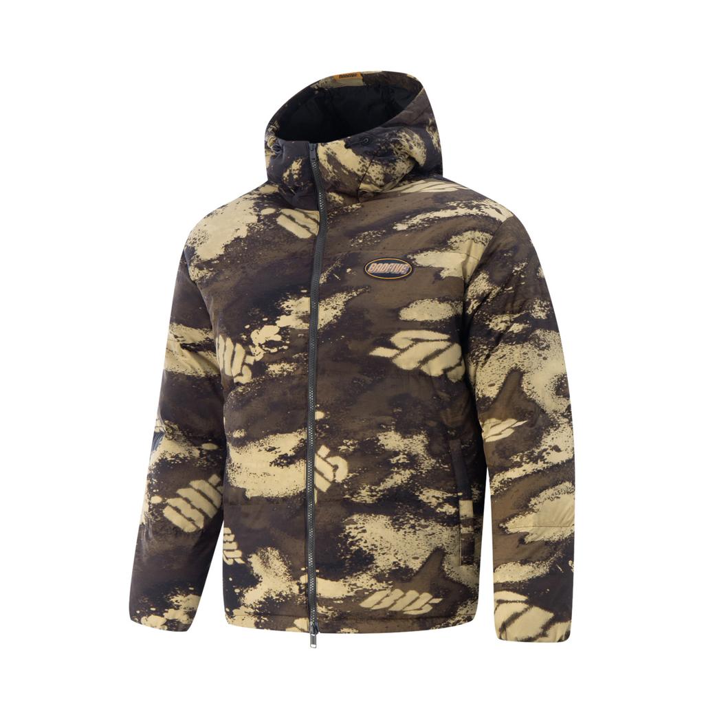 Li Ning Badfive Water-Resistant Comfortable Casual Minimalist Hooded Warm Versatile Zipper Short Loose Winter Down Jacket Men Jacket AYMU197-5