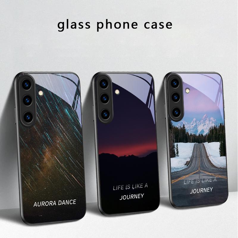 Ледяная поверхность озера Аврора Для Samsung Galaxy S20 S21 S22 S23 Plus S24 FE S25 Ultra S26 Edge S25+ S20+ S22+ Черный Стеклянный Чехол для Телефона