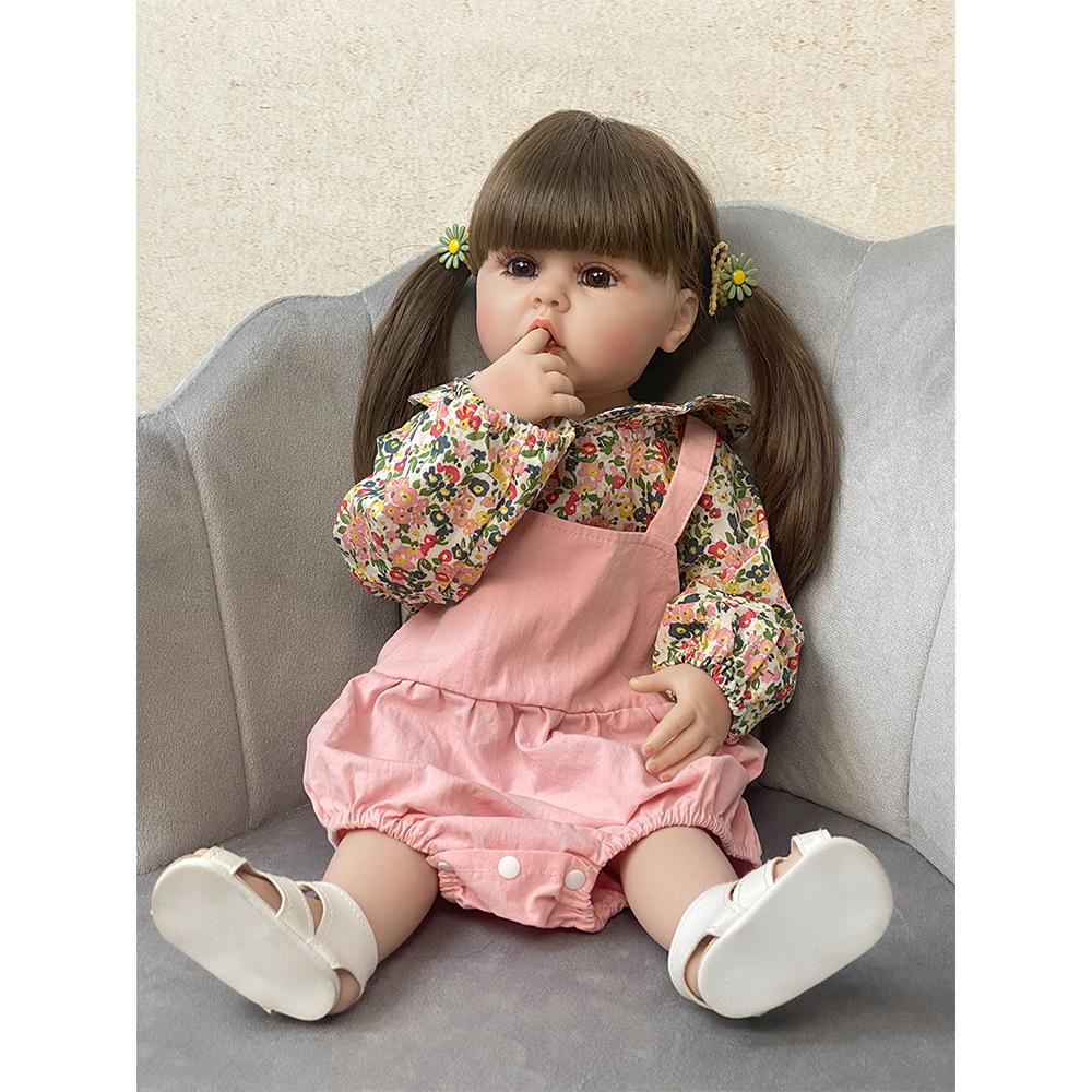 55cm Realistic Baby Reborn Whole Silicone Body Vinyl Doll Stand Girl Newborn Baby Princess Baby Girl Doll Gifts For Kid