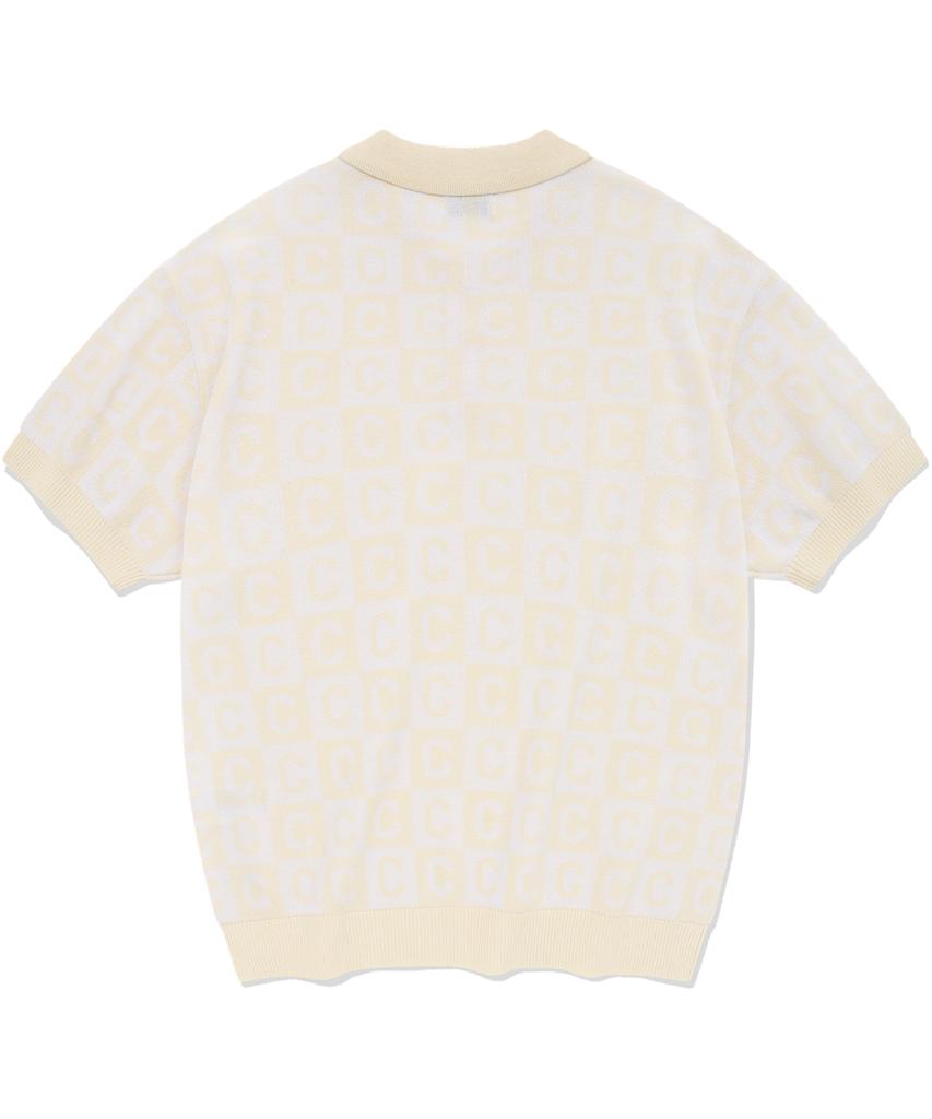 COVERNAT C Pattern Collar Half Knit Ivory