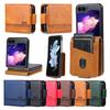 High-end Business Sle Bla Magnetic Closure Leather Phone Case for Samsung Galaxy Z Flip 7 6 5 4 3 Shockproof Protect Shell with Card Bag Cover