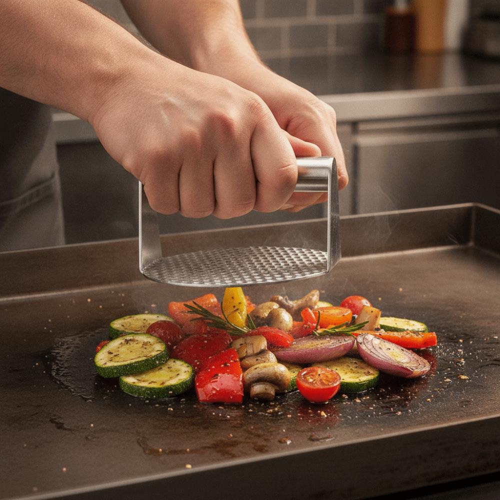 Stainless Steel Hamburger Patty Maker Anti-rust Grill Press Barbecue Press Plate Teppanyaki
