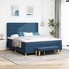 Box Spring Bed with Headboard Blue 200 x 180 cm Fabric
