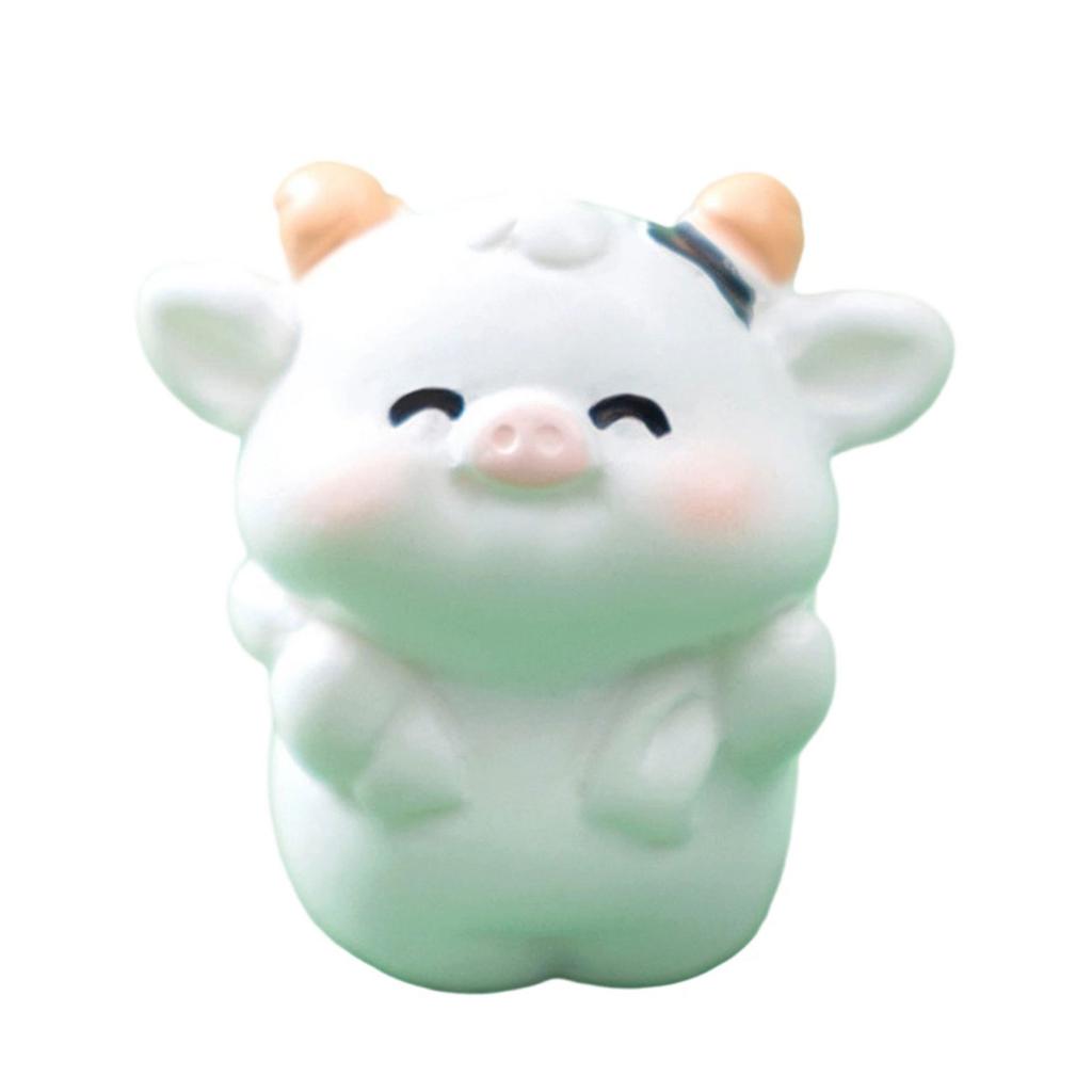 Cartoon Cow Figure Mini Miniatures Animal Garden Terrarium Resin Decorations Stakes Craft Landscaping Sculpture