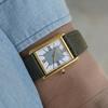 CILOA Luxury Minimalist Square Watch Gold Case Grey Dial Green Strap Versatile for Business & Casual Men's Watch