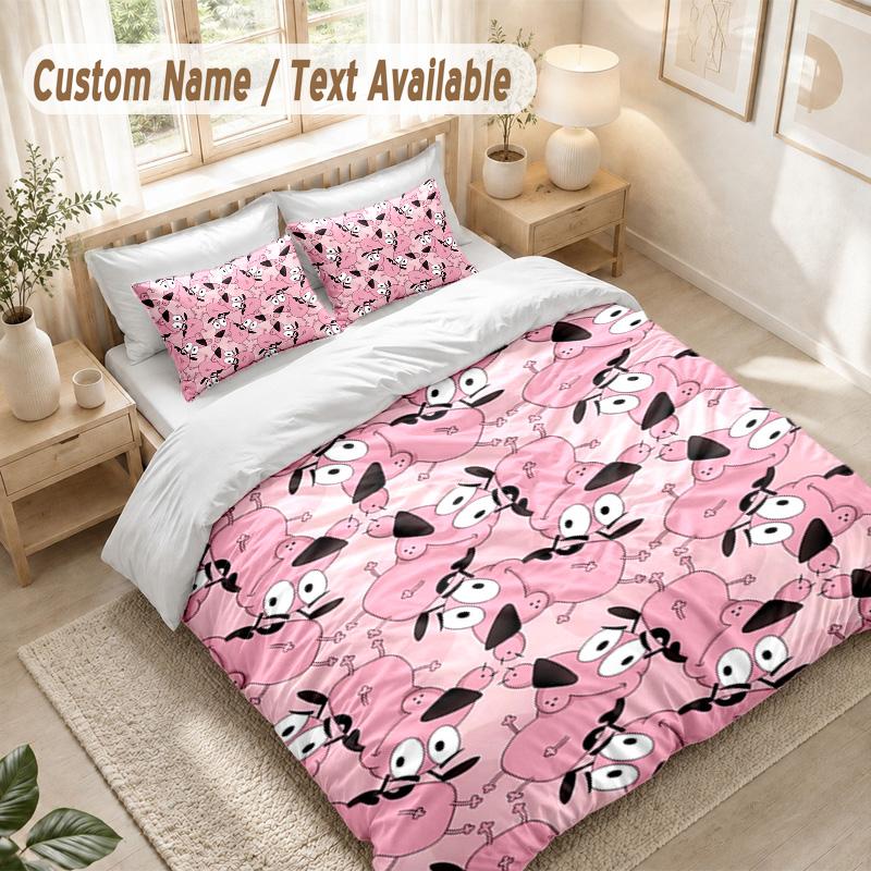 Courage The Cowardly Dog Bedding Set, 1 Duvet Cover & 2 Pillowcases Soft Comfortable Bedroom Home Textile Decor