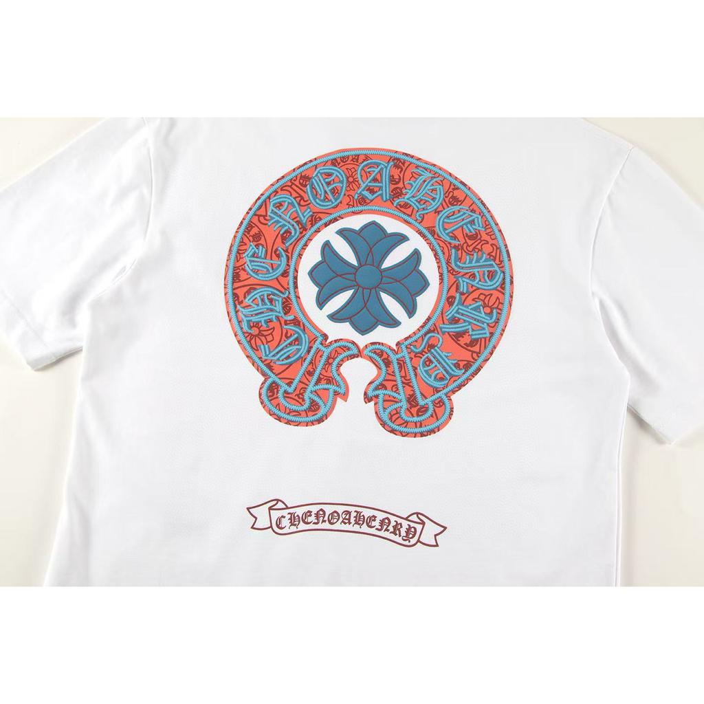 W369 CHROME HEARTS 2025 Летняя Новинка Высококачественный Хлопок Круглый Вырез Свободный Большой Размер Мужская и Женская Футболка Парная Футболка