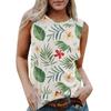 Женская повседневная футболка без рукавов с круглым вырезом и гавайским принтом