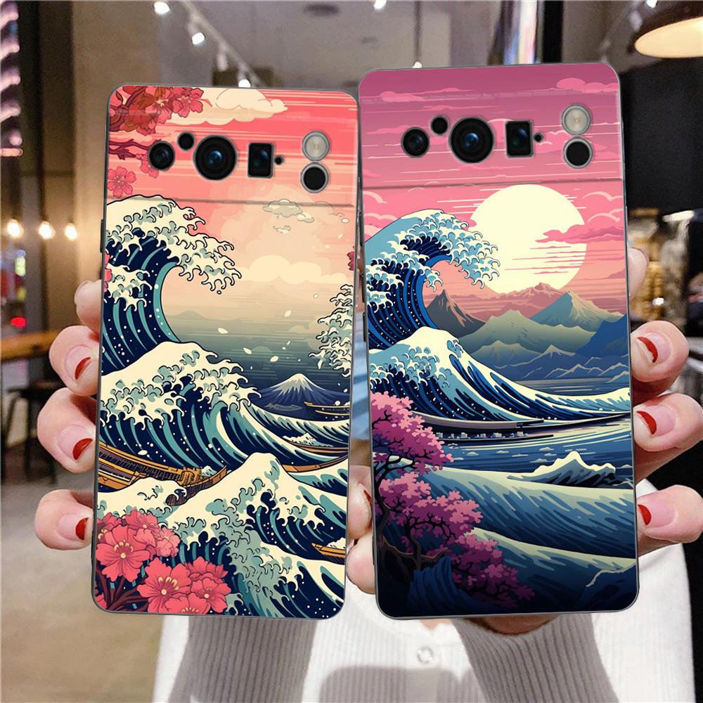 Чехол для телефона Google Pixel 10 Pro Pixel 9 Pro XL TPU Чехол Pixel 8 Pro 9A 8A 7A 7 6A 6 Pro Мягкая обложка Модный Отличный Синий Волна