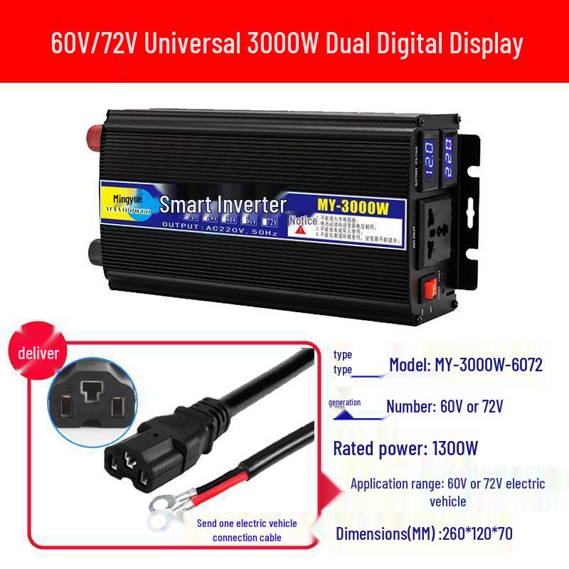 High-Power Electric Vehicle Inverter 48V-72V to 220V Universal Battery Converter