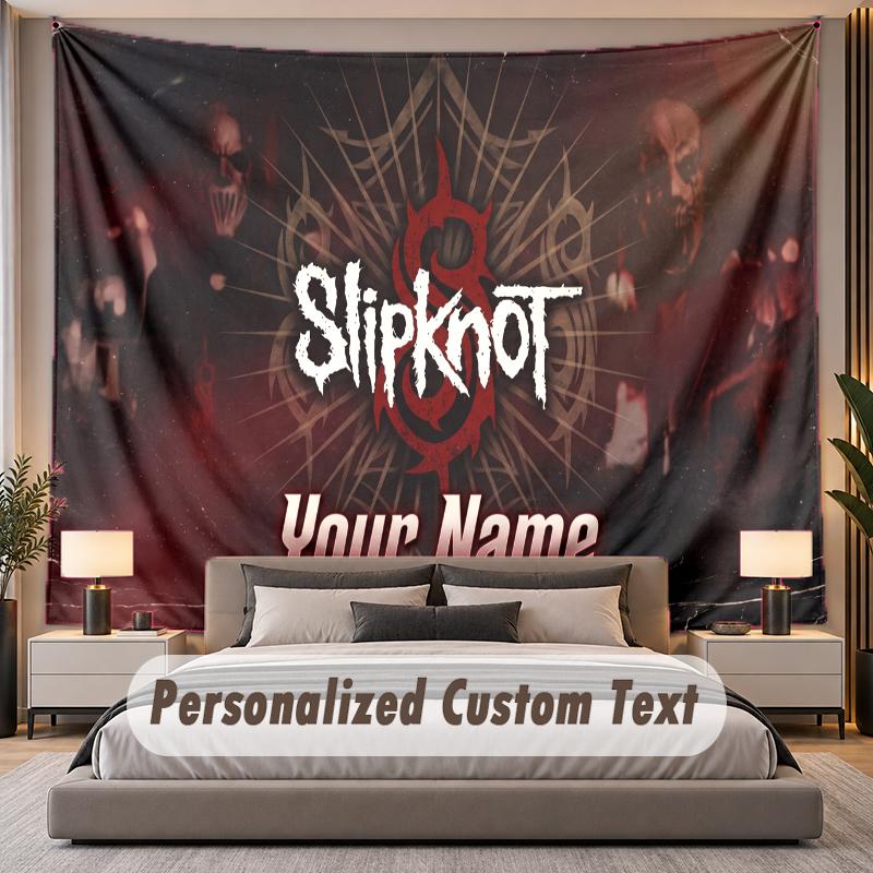 Custom Name Text Tapestry Slipknot Personalized Polyester Wall Tapestry For Bedroom And Room
