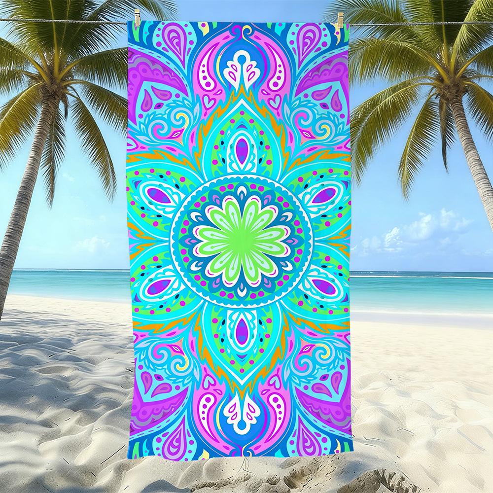 Seaside Microfiber Beach Towel, Water-Absorbing Quick-Drying Double-Sided Velvet Printed Bath Towel