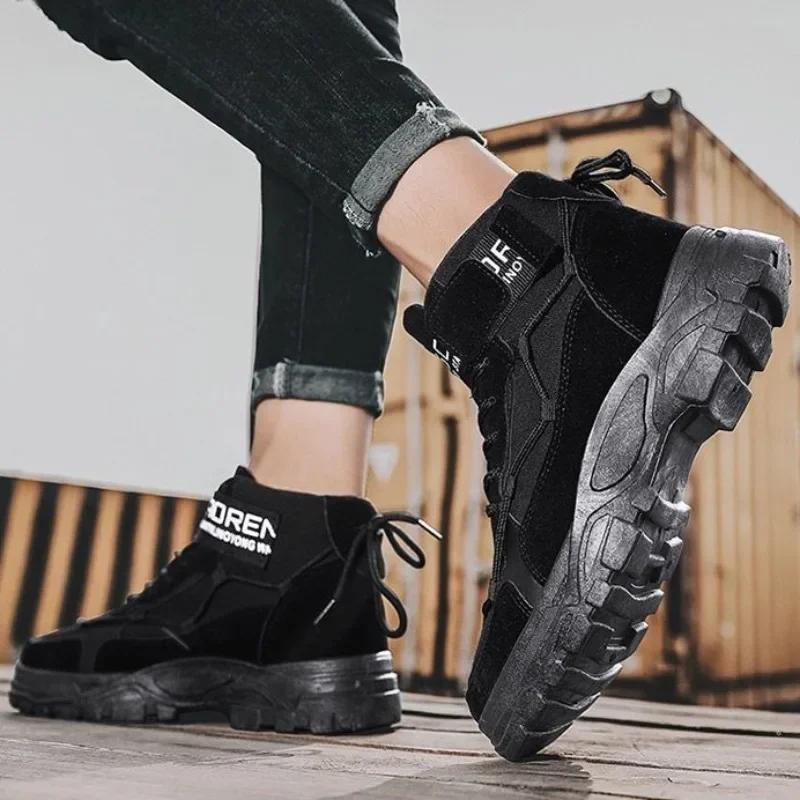 Мода 2024Новые мужские ботинки плюшевые теплые зимние ботинки уличные ботинки на платформе модные высокие ботинки для мужчин нескользящие ботинки для пустыни Botas