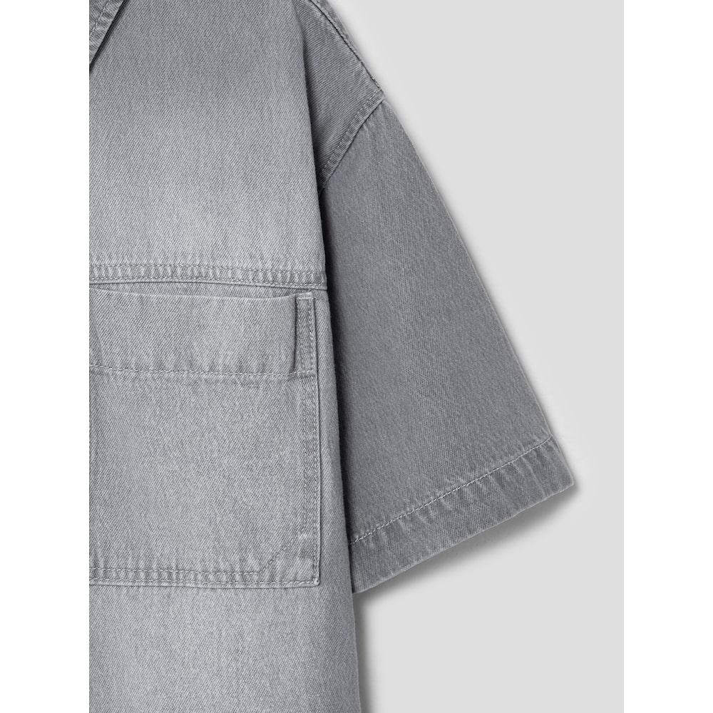 8SECONDS Loose Fit Washed Short Sleeve Denim Shacket Sky Blue (264765Fphq)