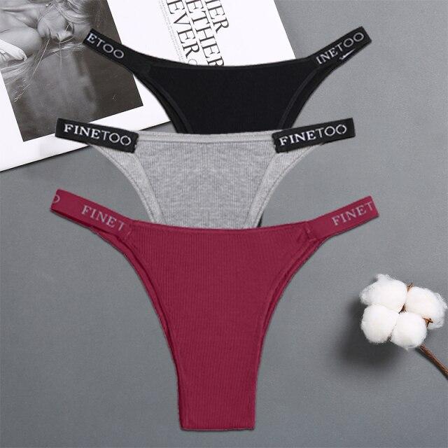 FINETOO 3PCS/Set Women's Lingerie Panties Cotton Gstring Female Underpants Sexy Letter Panties Thong Pantys Underwear Intimates