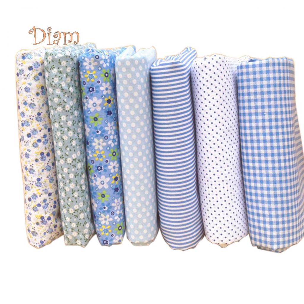 Lachepper 7Pcs/Set Fabric Floral Plaid Cotton Cloth DIY Craft Sewing Handmade Accessories