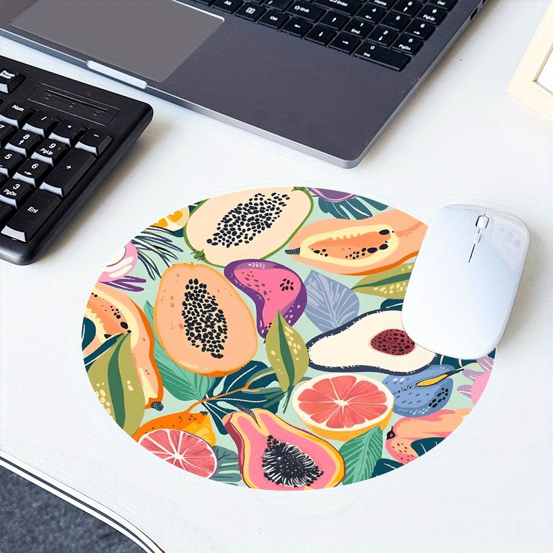 Circular Mouse Pad Tropical Fruit Leaf Non-Slip Rubber Base Desktop Mousepad Desk Accessories Office Rug Computer Desk Mat