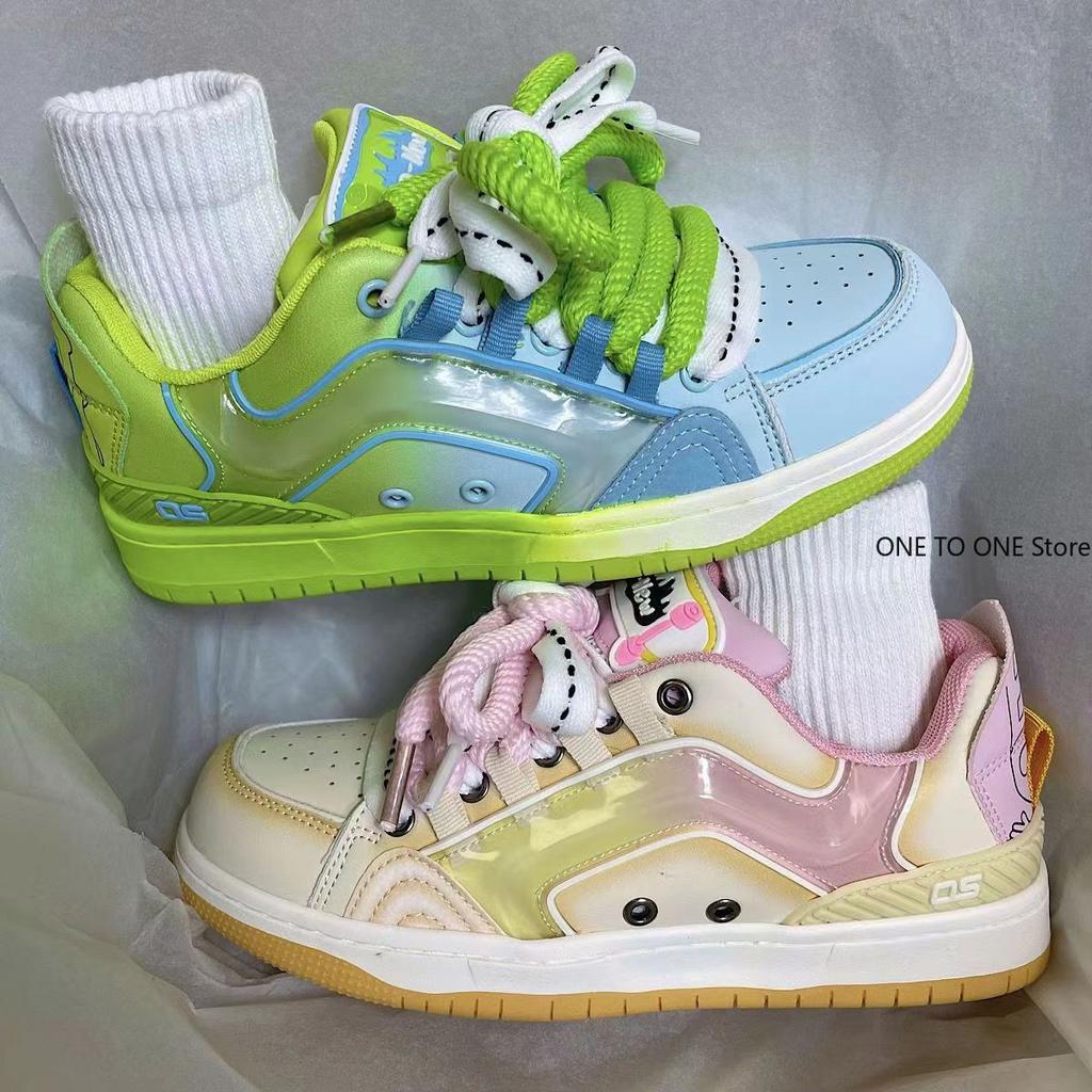 Women Platform Sneakers Mixed Colors Design Skateboard Star Decoration Lace Up Sport Shoes Casual Outdoor Running Sneakers 36-44