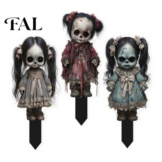 Weather Resistant Yard Decor Halloween Scarecrow Garden Stake, 2D Flat Creepy Zombie Ornament, Spooky Doll Decorative Signs Decoration, Scary Art Sign