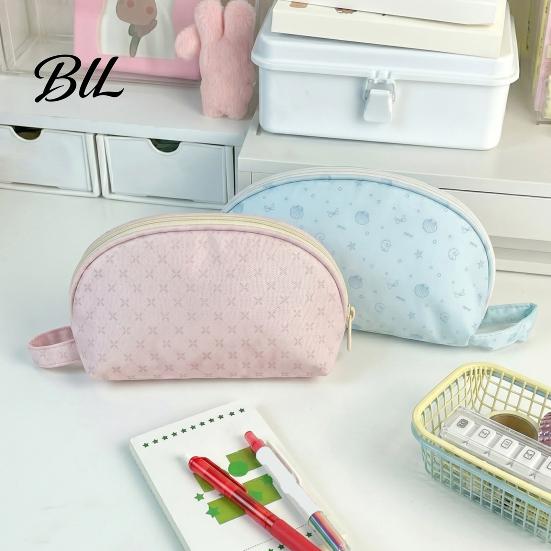Small Personal Item Organizer Shell Shape Pencil Pouch, Large Capacity Durable Polyester Fiber Storage Minimalist Teal Makeup Pouch Case, Smooth