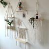Macrame Wall Hanging Shelf Boho Tassel Wood Shelves Decoration Storage Rack for Bedroom Living Room Home Decor Christamas Gift