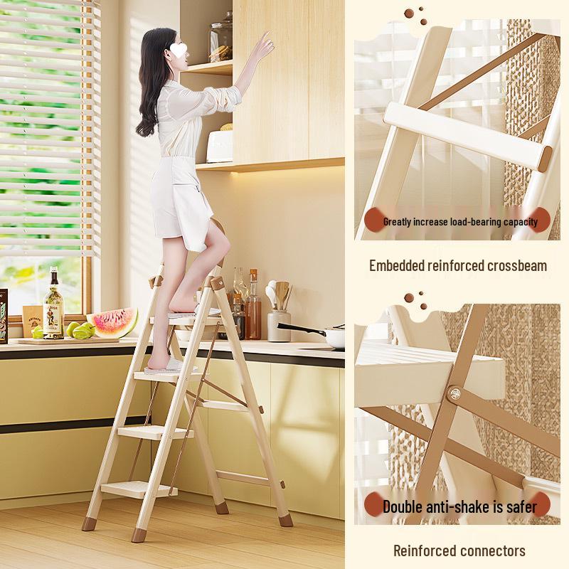 Многофункциональная телескопическая А-образная лестница из углеродистой стали двойного назначения и складная комнатная вешалка для одежды