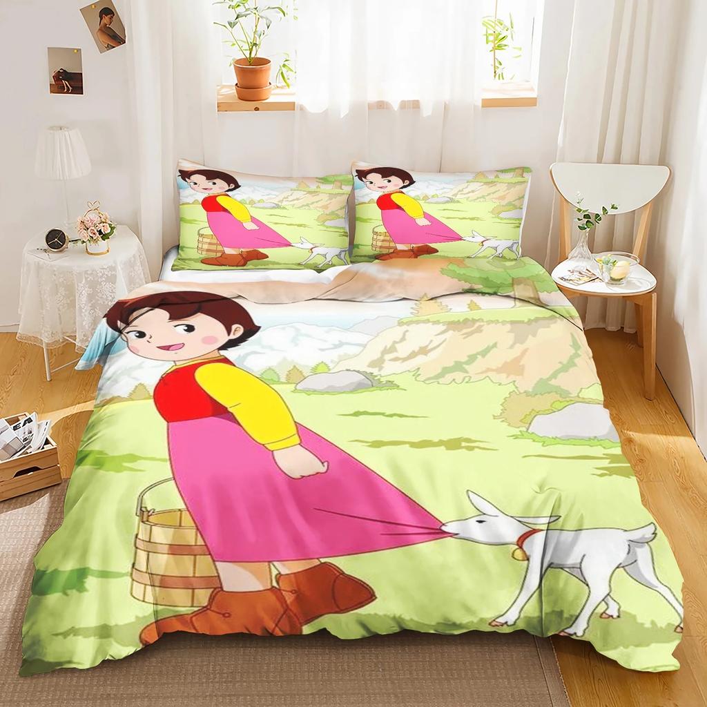 Catoon 3D Printed Duvet Cover Pillowcase Heidi Girl Bedding Set Youth Kids Girl Boys Birthday Bedroom Decoration 2/3pcs set