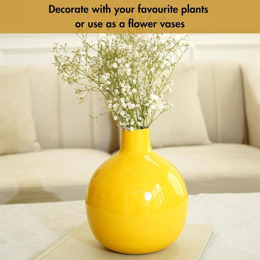 Металлическая ваза для цветов для домашнего декора | Предмет декора для гостиной, офиса | Настольный декоративный цветочный горшок для подарка | (Цветы не включены)