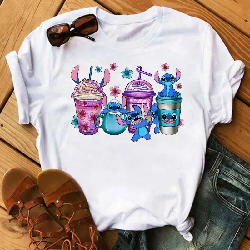 Princess Stitch Mouse Print Trendy Casual Unisexs Dessert Design Graphic Tshirt Round Street Style Tshirt