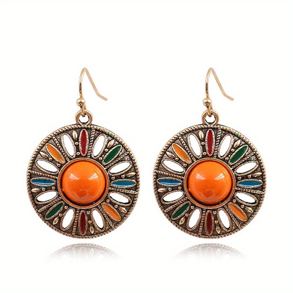 2 Летние Винтажные Круглые Геометрические Серьги в Богемном Стиле для Фестиваля для Женщин