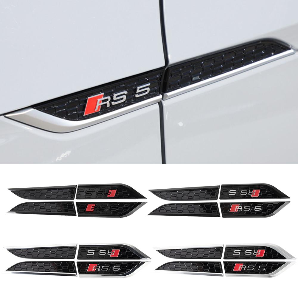 2pcs 3D ABS RS5 Badge Car Fender Side Wing Emblem Sticker Auto Refit Decals for Audi A5 A6 C5 C6 C7 A7 A1 A3 8P A4 B5 B6 B7 B8