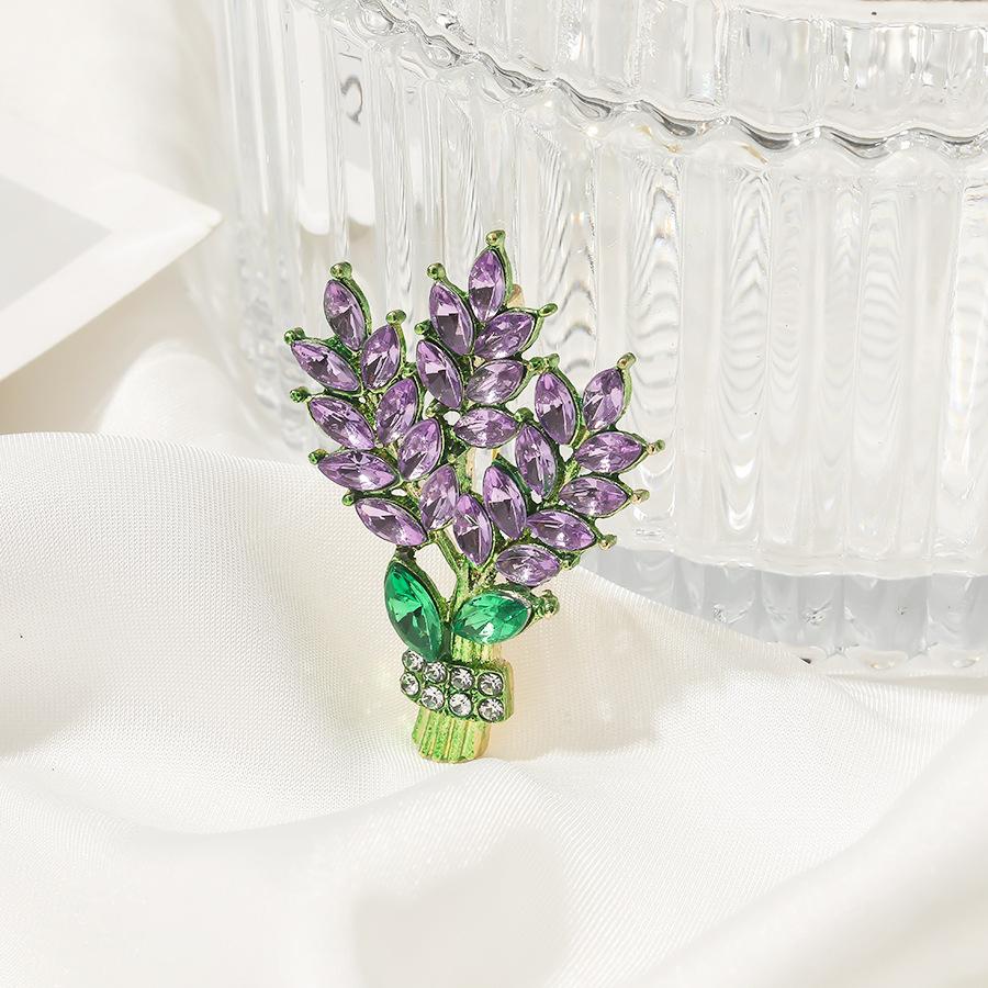 Женская брошь, романтический кристалл, цветок лаванды, булавки для лацканов, OL аксессуары, лаванда, ботаника, подарки, роскошные ювелирные изделия