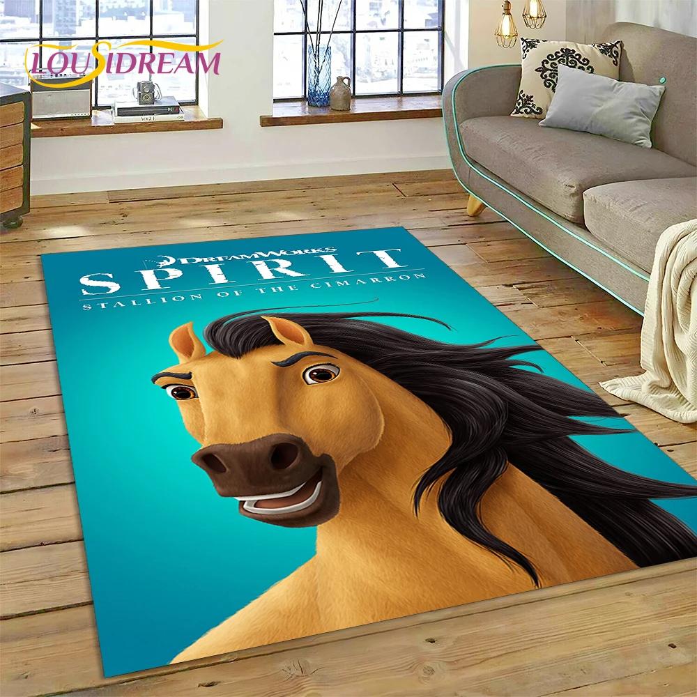 Ковер Spirit Riding Free с мультяшными лошадьми, ковер для гостиной, спальни, домашний декор, нескользящее украшение для дивана, коврик для двери, подарок для девочки