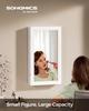 Lockable Jewelry Cabinet Armoire with Mirror, Wall-Mounted Space Saving Jewelry Storage Organizer, White