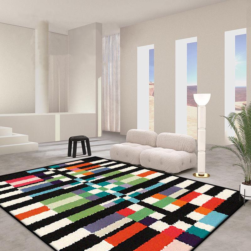 Французский стиль Простой черно-белый полосатый ковер Гостиная Украшение дома Спальня Прикроватный коврик Роскошный Кабинет Гардеробная Нескользящий коврик