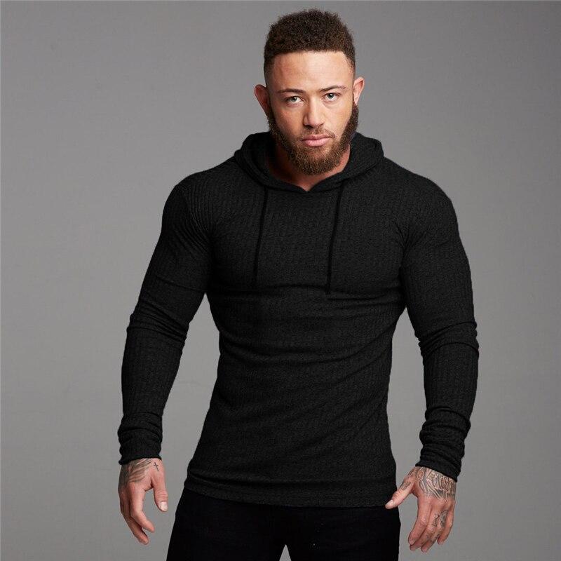 Muscleguys Осенняя мода, повседневная однотонная мужская одежда, спортивный свитер с капюшоном для бега, спортивная одежда, футболки для фитнеса