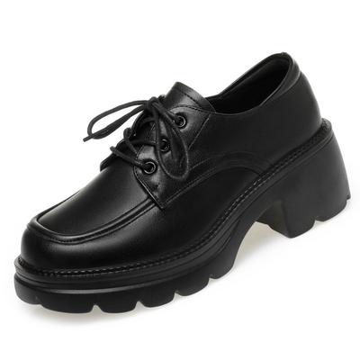 5,5 см Британский стиль Глубокий вырез Ретро Удобная обувь Толстая подошва Платформа Оксфорды Осень Обувь на высоком каблуке Офис Мама