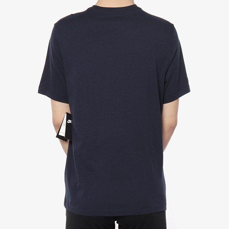 Nike T Shirts Men's Dark Blue Crew Neck Moderate Straight Fit AV9987-451