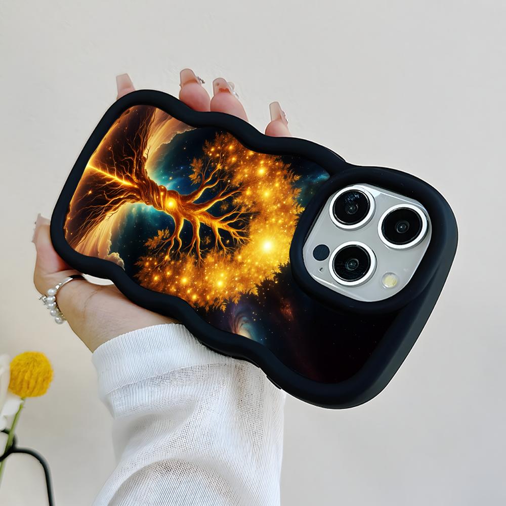 Чехол для мобильного телефона 'Древо Жизни Мира' для iPhone 17 16 15 14 13 12 11 Air Pro Max Plus Волнистый Край ТПУ Цветной Чехол Роскошный Чехол