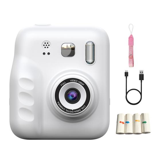 Детская моментальная камера с 2-дюймовым IPS-экраном 1080P Портативная дорожная видеозапись Моментальная цифровая печать для малышей Камера-игрушка с фотобумагой