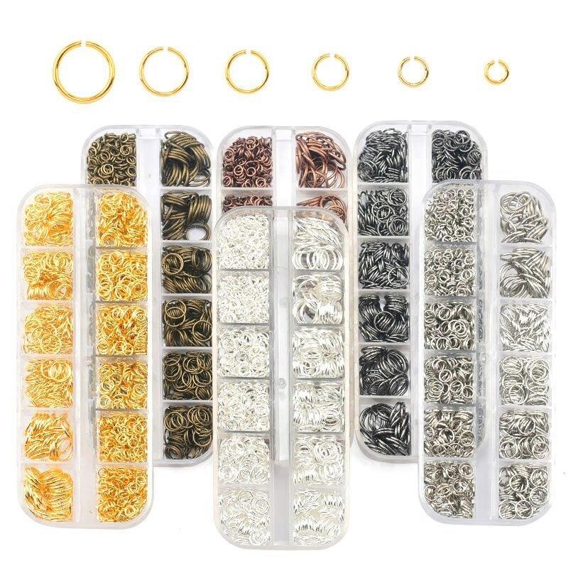 1050Pcs 0.7mm plated color Open Jump Rings Mixed 4mm 5mm 6mm 7mm 8mm 10mm iron Split Rings For DIY Jewelry Making 6 colors